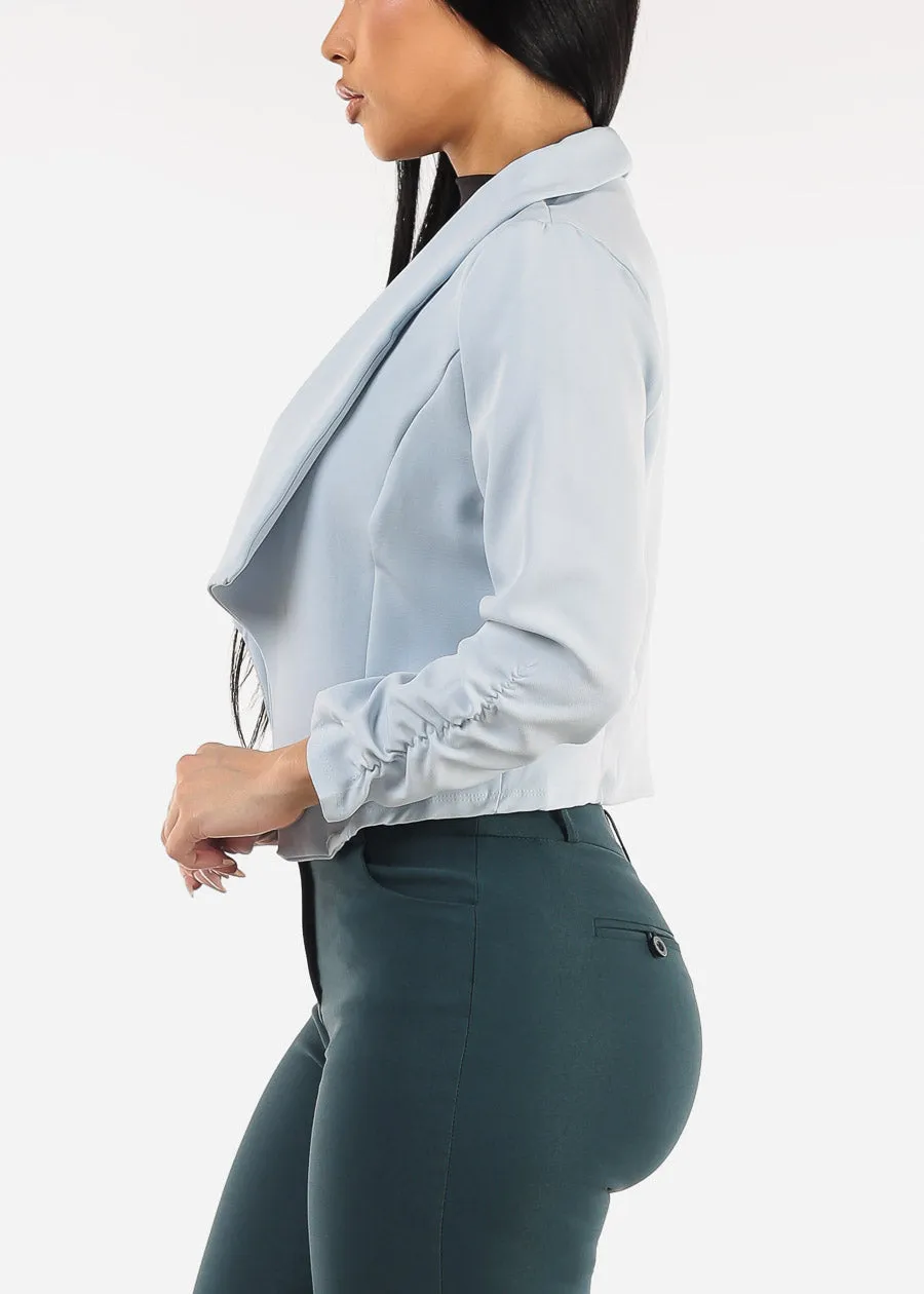 Quarter Sleeve Open Front Crop Blazer Light Blue sold by Moda product image thumbnail 3