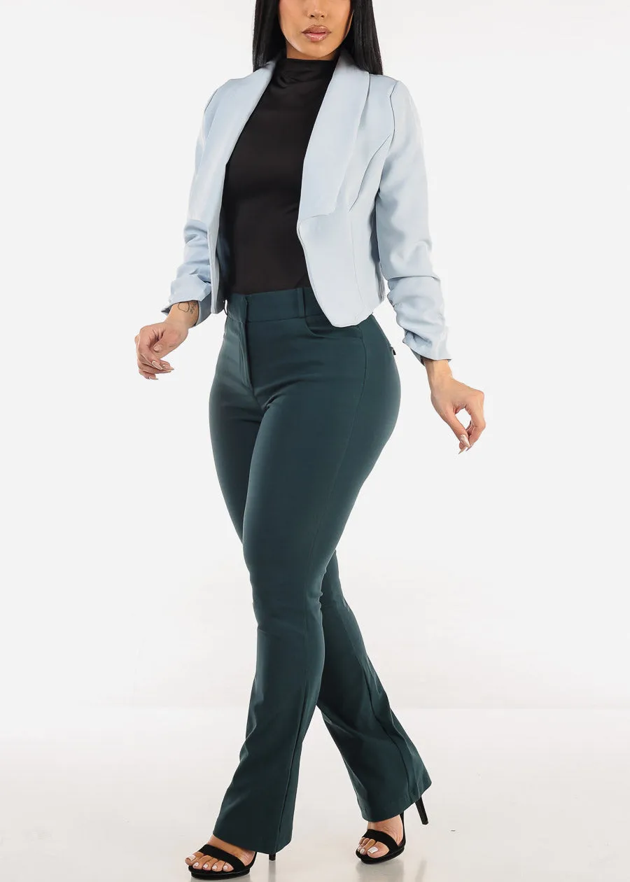 Quarter Sleeve Open Front Crop Blazer Light Blue sold by Moda product image thumbnail 2