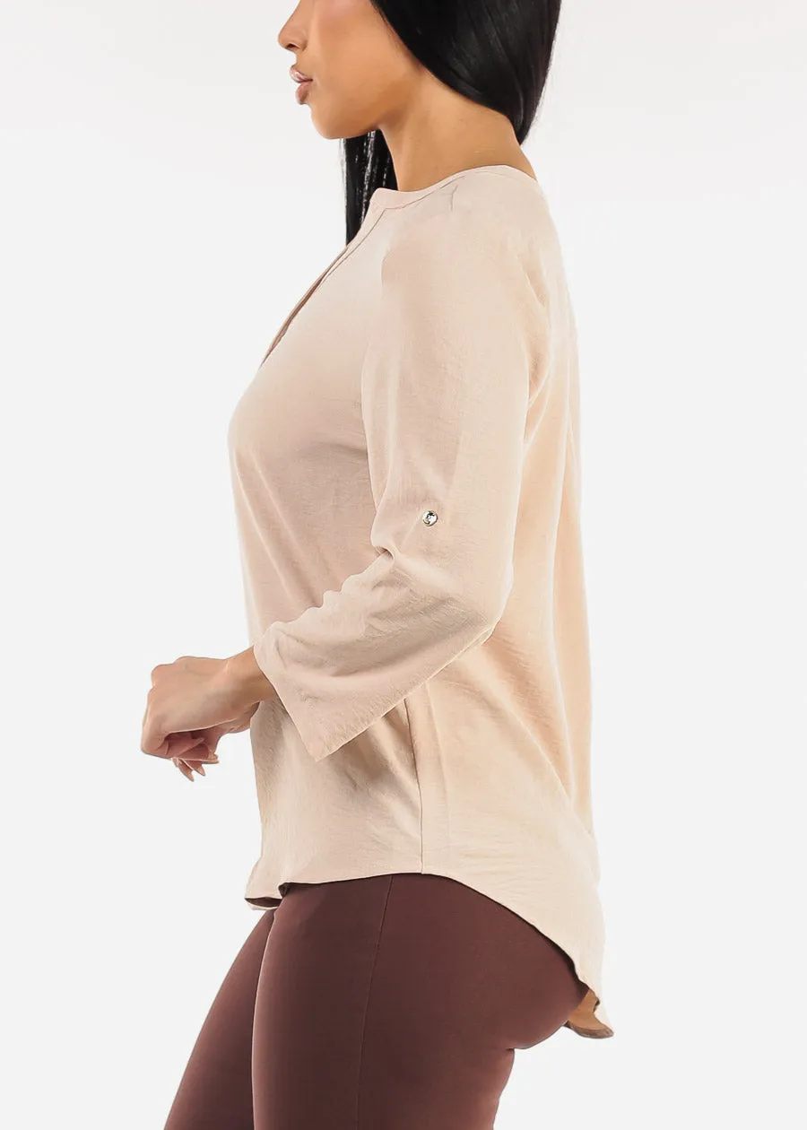 Quarter Sleeve Woven Blouse Beige sold by Moda product image thumbnail 3