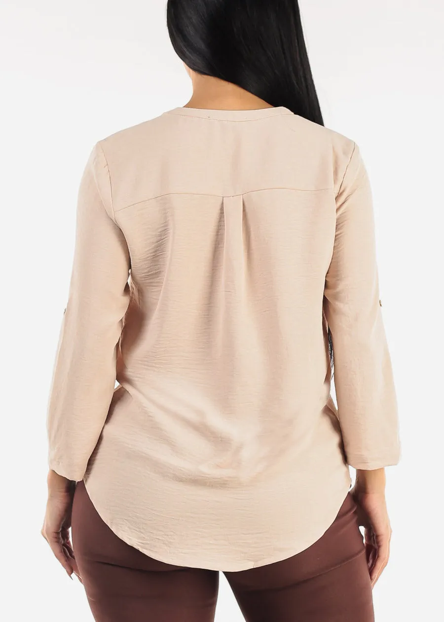 Quarter Sleeve Woven Blouse Beige sold by Moda product image thumbnail 4
