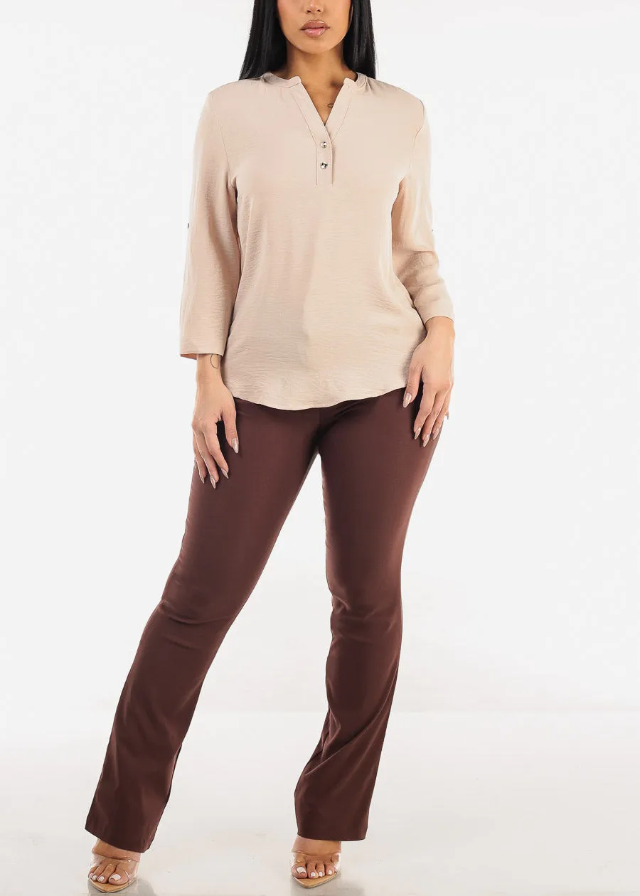 Quarter Sleeve Woven Blouse Beige sold by Moda product image thumbnail 2