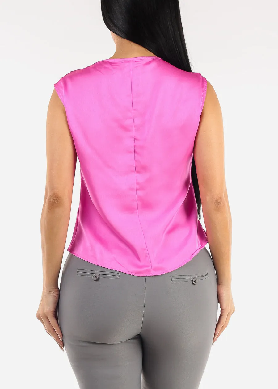 Sleeveless Cowl Neckline Satin Blouse Fuchsia sold by Moda product image thumbnail 4