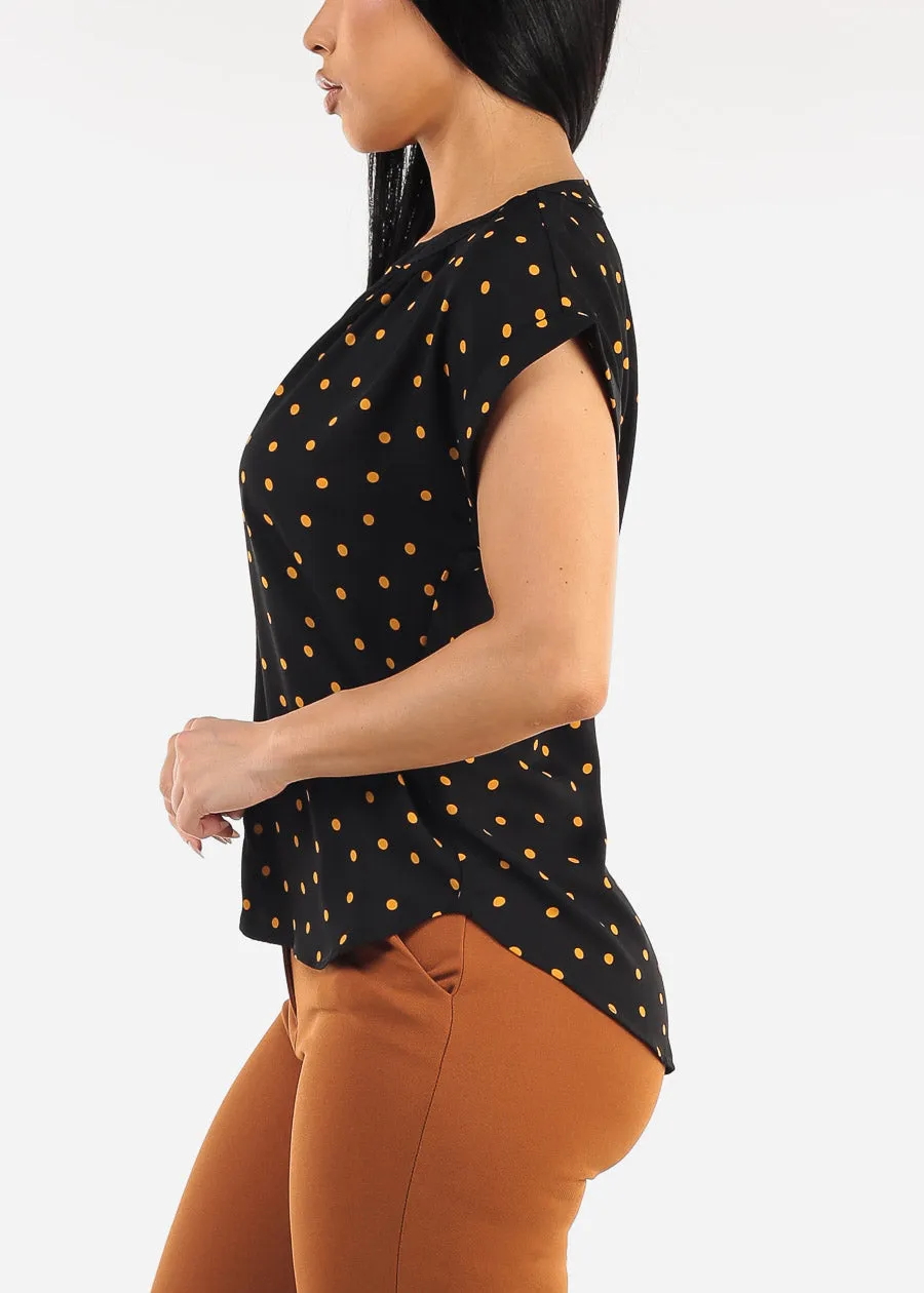 Short Sleeve Vneck Polka Dot Blouse Black sold by Moda product image thumbnail 3