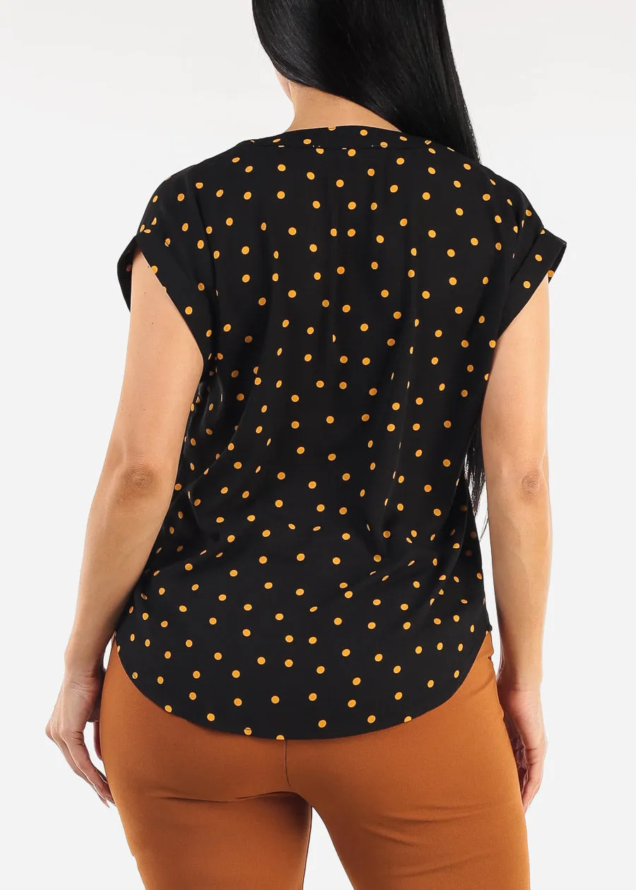 Short Sleeve Vneck Polka Dot Blouse Black sold by Moda product image thumbnail 4