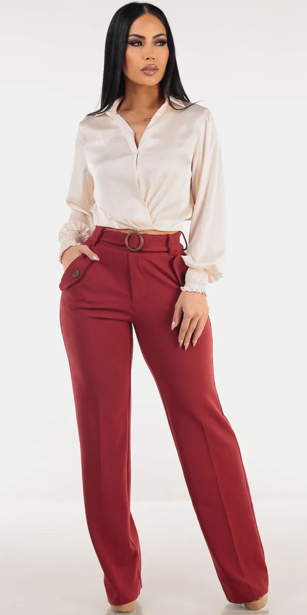 Satin Dressy Bootcut Pants Outfit sold by Moda