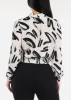 Long Sleeve Surplice Printed Chiffon Blouse White sold by Moda
