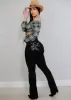 Super High Waist Black Bootcut Jeans w Back Pocket Design sold by Moda