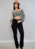 Super High Waist Black Bootcut Jeans w Back Pocket Design sold by Moda