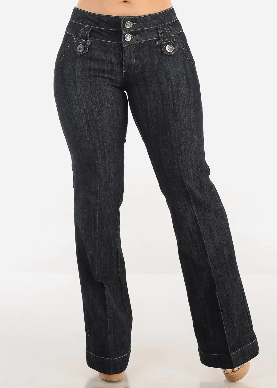 Low Rise Dark Wash Bootcut Jeans sold by Moda