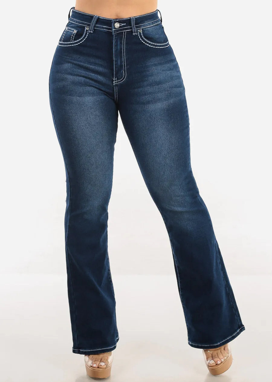 High Waisted Dark Wash Bootcut Jeans sold by Moda