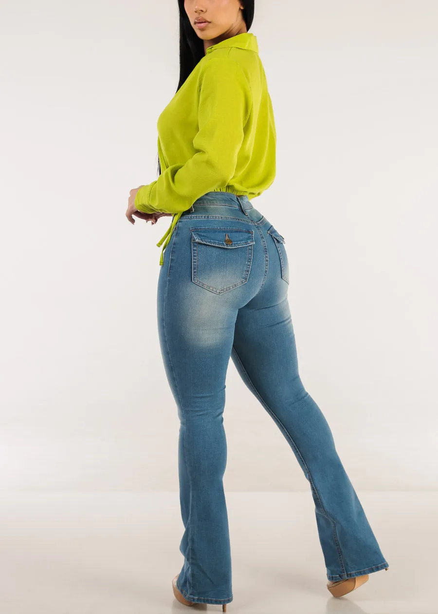 High Waist Stretch Bootcut Jeans Light Blue sold by Moda product image thumbnail 5