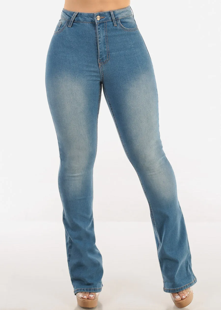 High Waist Stretch Bootcut Jeans Light Blue sold by Moda