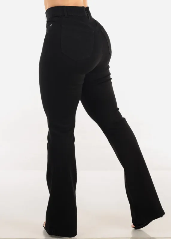 Super High Waist Butt Lift Bootcut Jeans Black sold by Moda