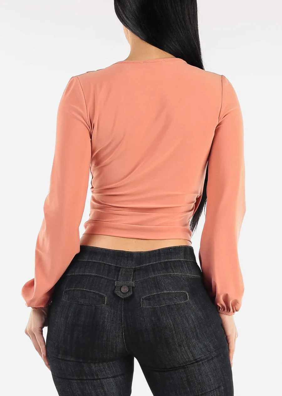 Long Sleeve Surplice Blouse Peach sold by Moda product image thumbnail 4