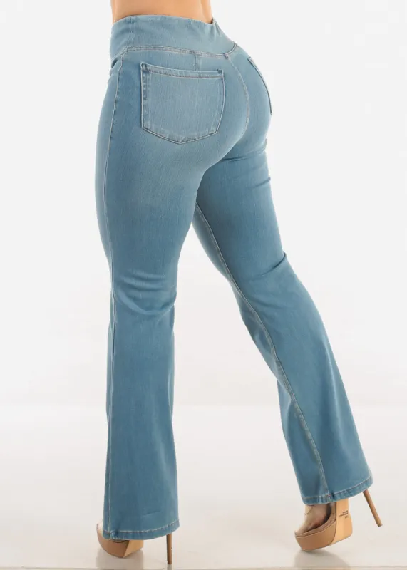 Butt Lift Super High Waist Bootcut Denim Pants Light Wash sold by Moda