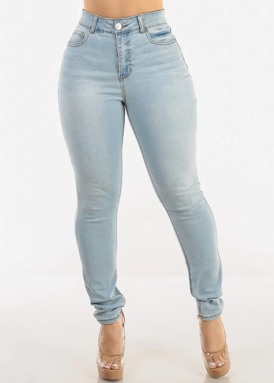 Super High Waist Stretch Skinny Jeans Light Wash sold by Moda product image thumbnail 3