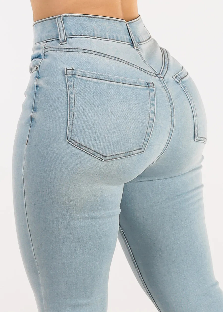 Super High Waist Stretch Skinny Jeans Light Wash sold by Moda