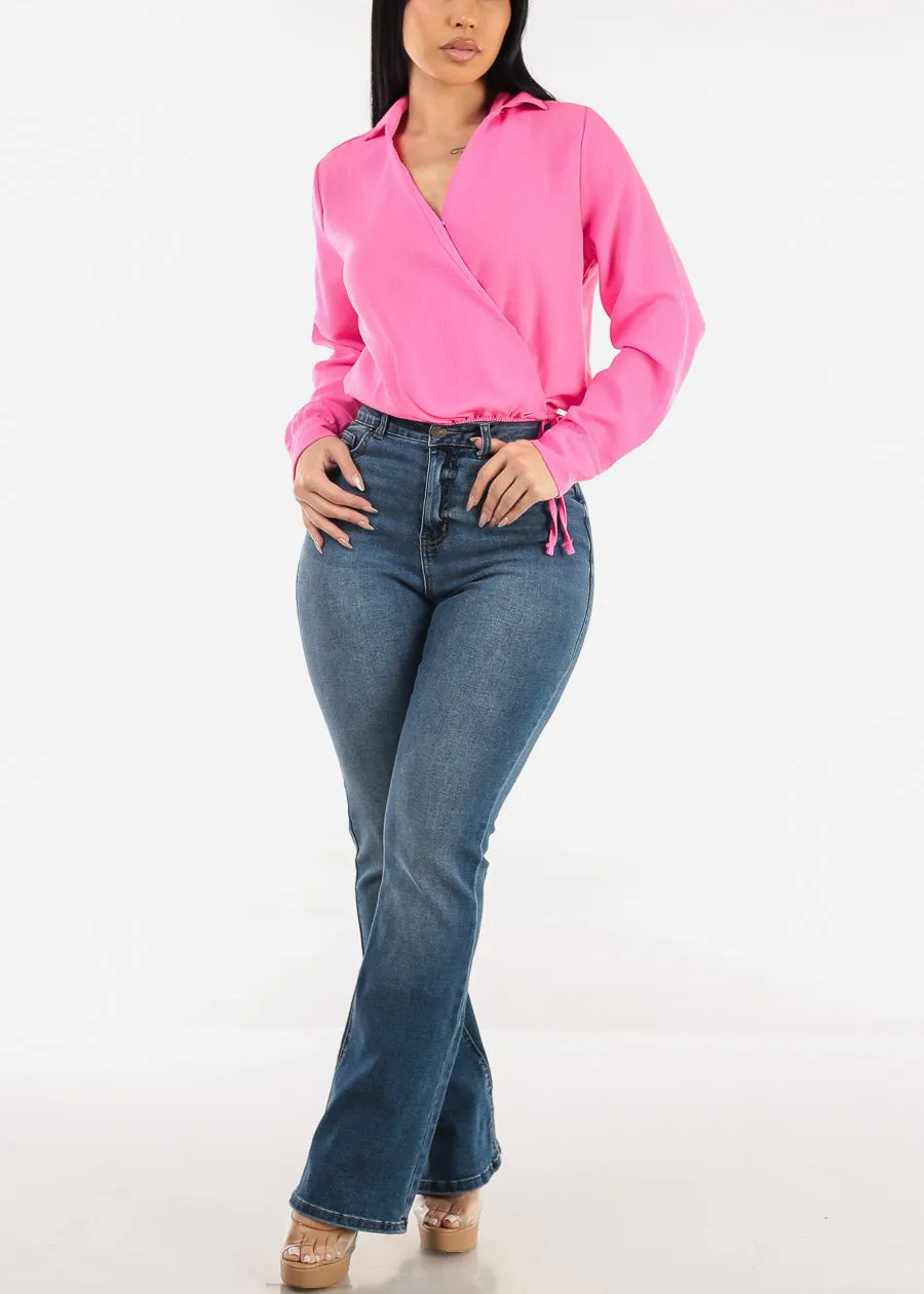 Surplice Long Sleeve Linen Top Bright Pink sold by Moda product image thumbnail 2