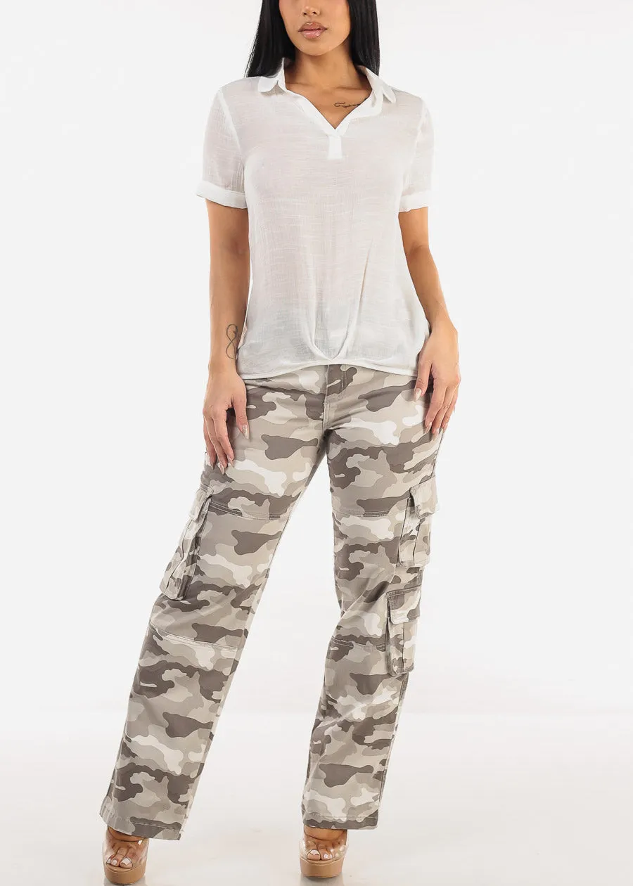 Casual Short Sleeve High Low Collared Top sold by Moda product image thumbnail 2