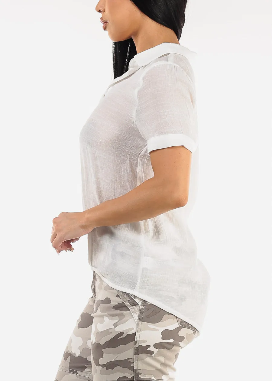 Casual Short Sleeve High Low Collared Top sold by Moda product image thumbnail 3
