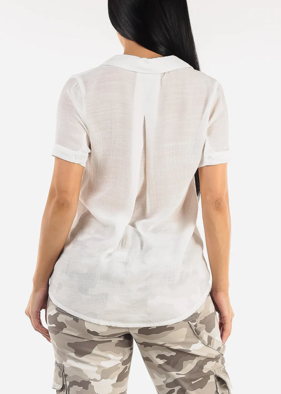 Casual Short Sleeve High Low Collared Top sold by Moda product image thumbnail 4