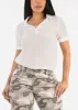 Casual Short Sleeve High Low Collared Top sold by Moda