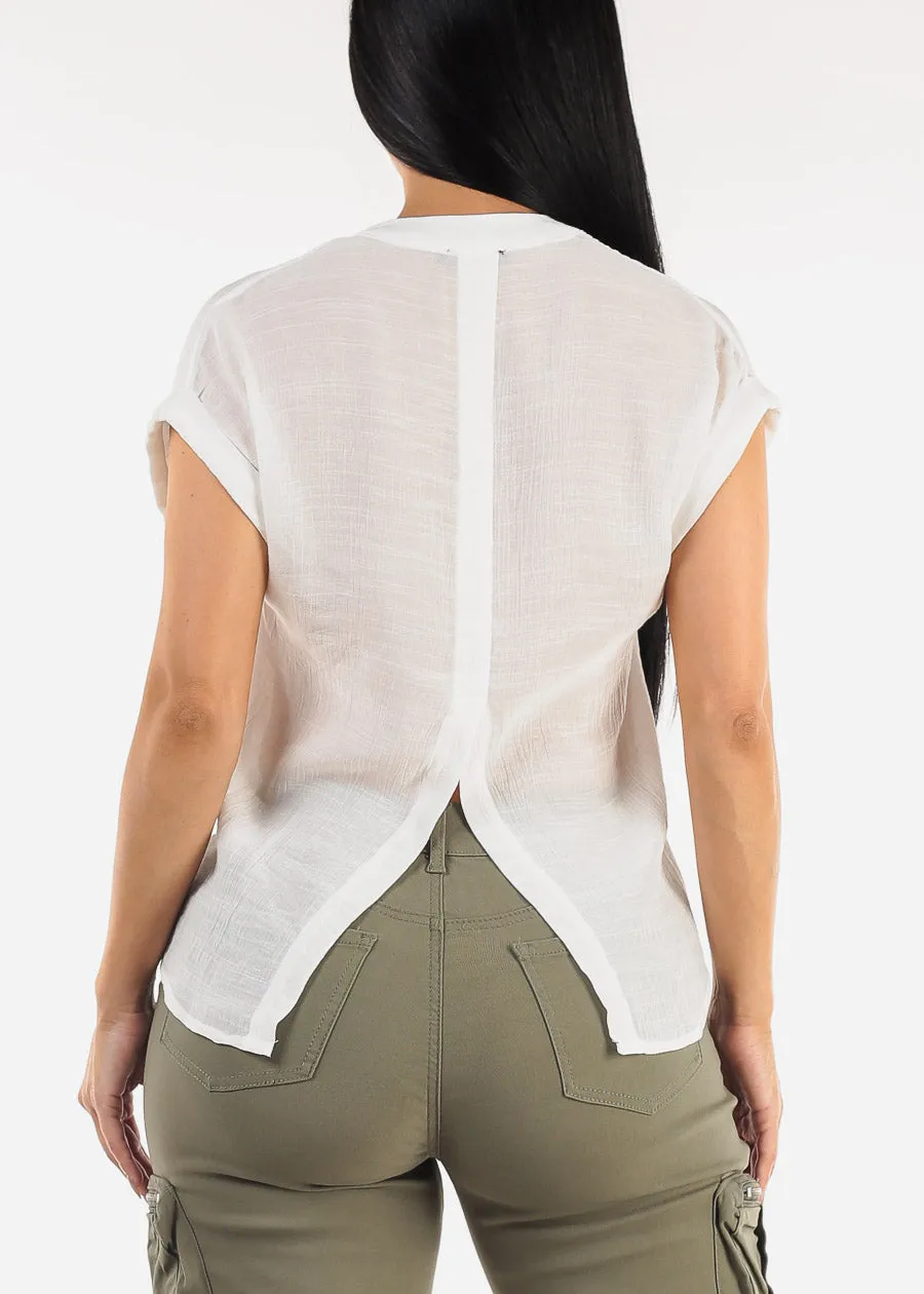 Casual White Short Sleeve Button Up Shirt sold by Moda product image thumbnail 4