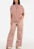 Printed Short Sleeve Tunic Blouse Pink w Back Tie sold by Moda
