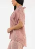 Printed Short Sleeve Tunic Blouse Pink w Back Tie sold by Moda