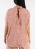 Printed Short Sleeve Tunic Blouse Pink w Back Tie sold by Moda