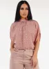Printed Short Sleeve Tunic Blouse Pink w Back Tie sold by Moda
