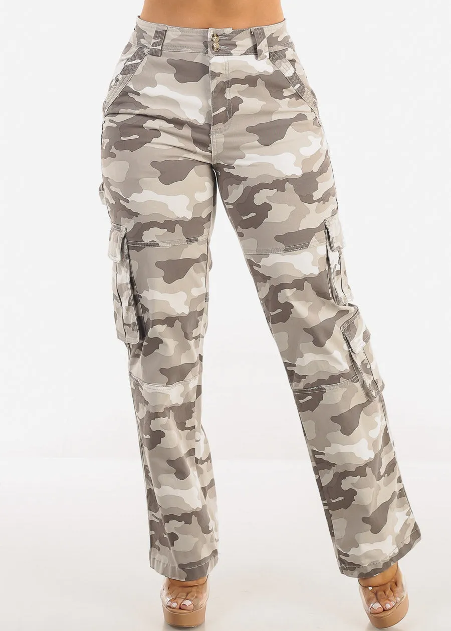Butt Lift Straight Wide Leg Camo Cargo Jeans Grey sold by Moda product image thumbnail 5