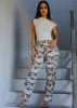 Butt Lift Straight Wide Leg Camo Cargo Jeans Grey sold by Moda