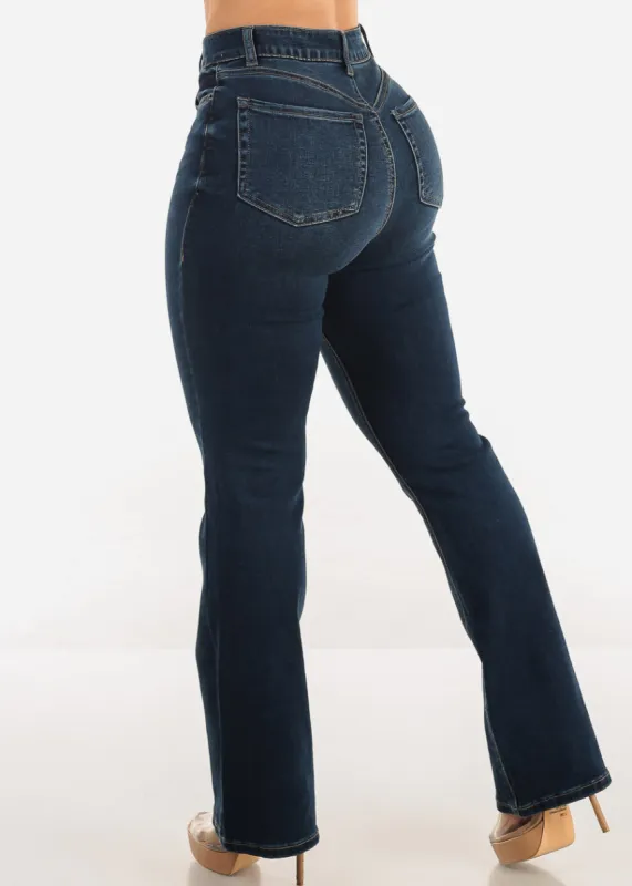 Super High Waist Butt Lift Bootcut Jeans Dark Wash sold by Moda