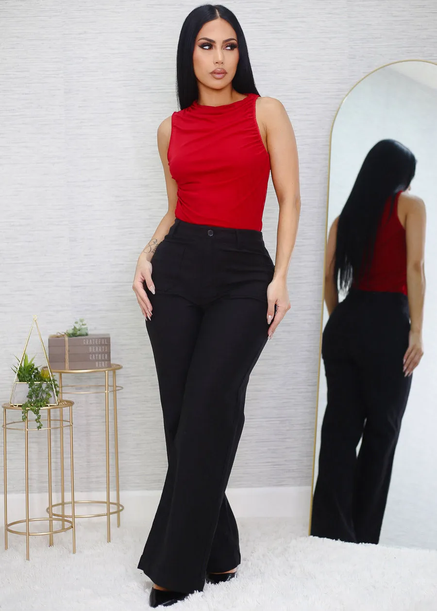 Butt Lift Super High Waist Wide Leg Pants Black sold by Moda product image thumbnail 2