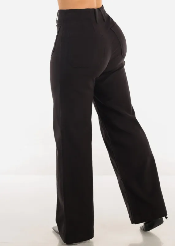 Butt Lift Super High Waist Wide Leg Pants Black sold by Moda