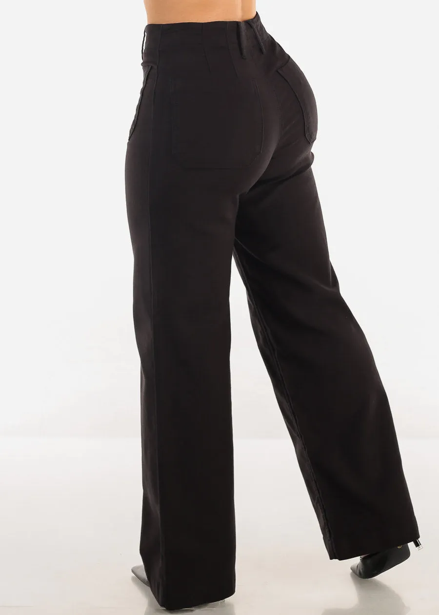 Butt Lift Super High Waist Wide Leg Pants Black sold by Moda