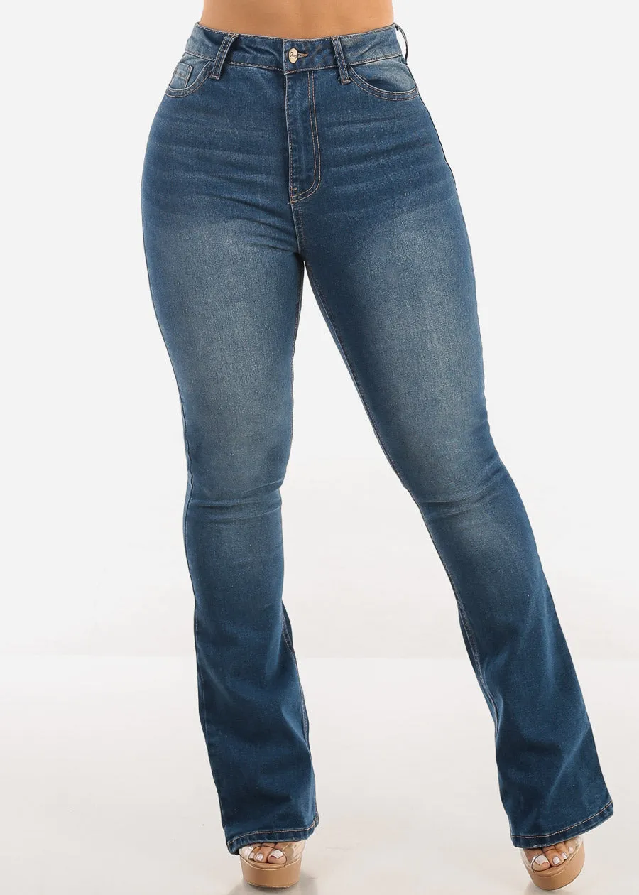 Classic Super High Waist Stretch Bootcut Jeans Med Blue sold by Moda