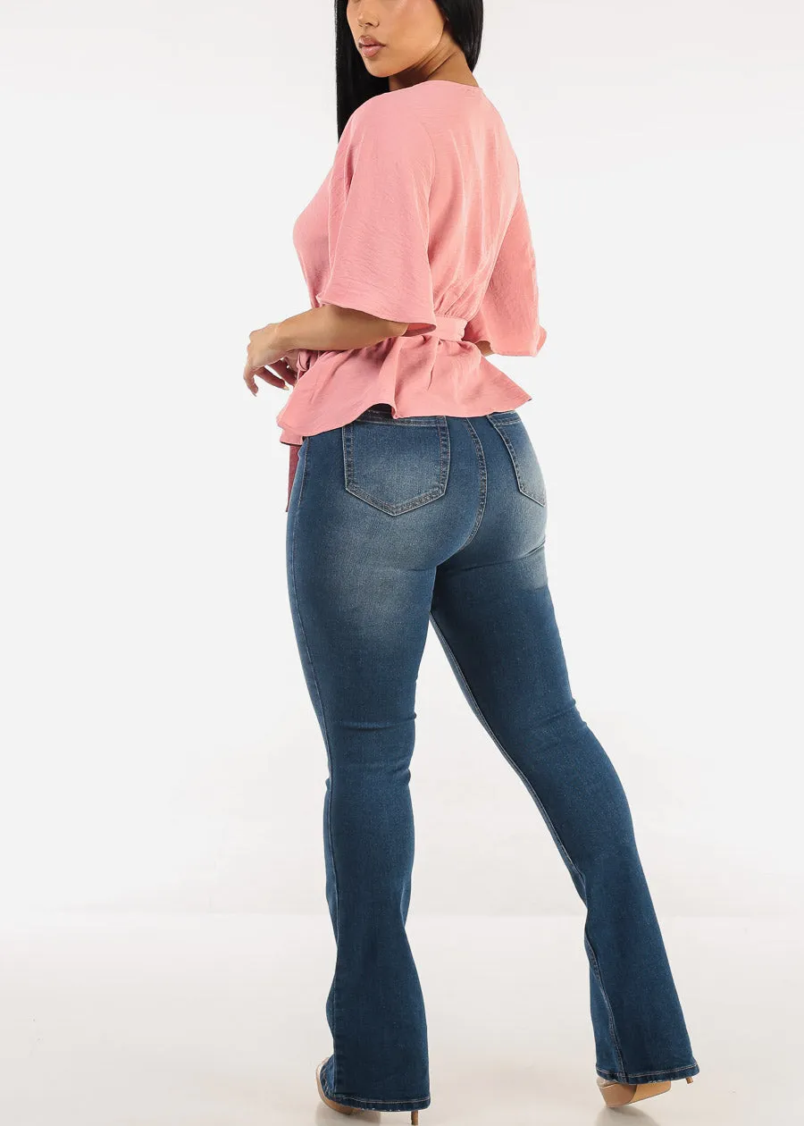 Classic Super High Waist Stretch Bootcut Jeans Med Blue sold by Moda product image thumbnail 5