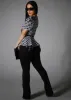 Super High Waist Black Bootcut Jeans w Back Pocket Design sold by Moda