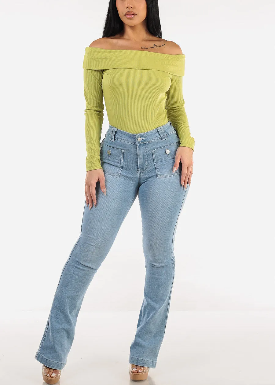 Butt Lift Mid Rise Stretch Bootcut Jeans Light Wash sold by Moda product image thumbnail 2