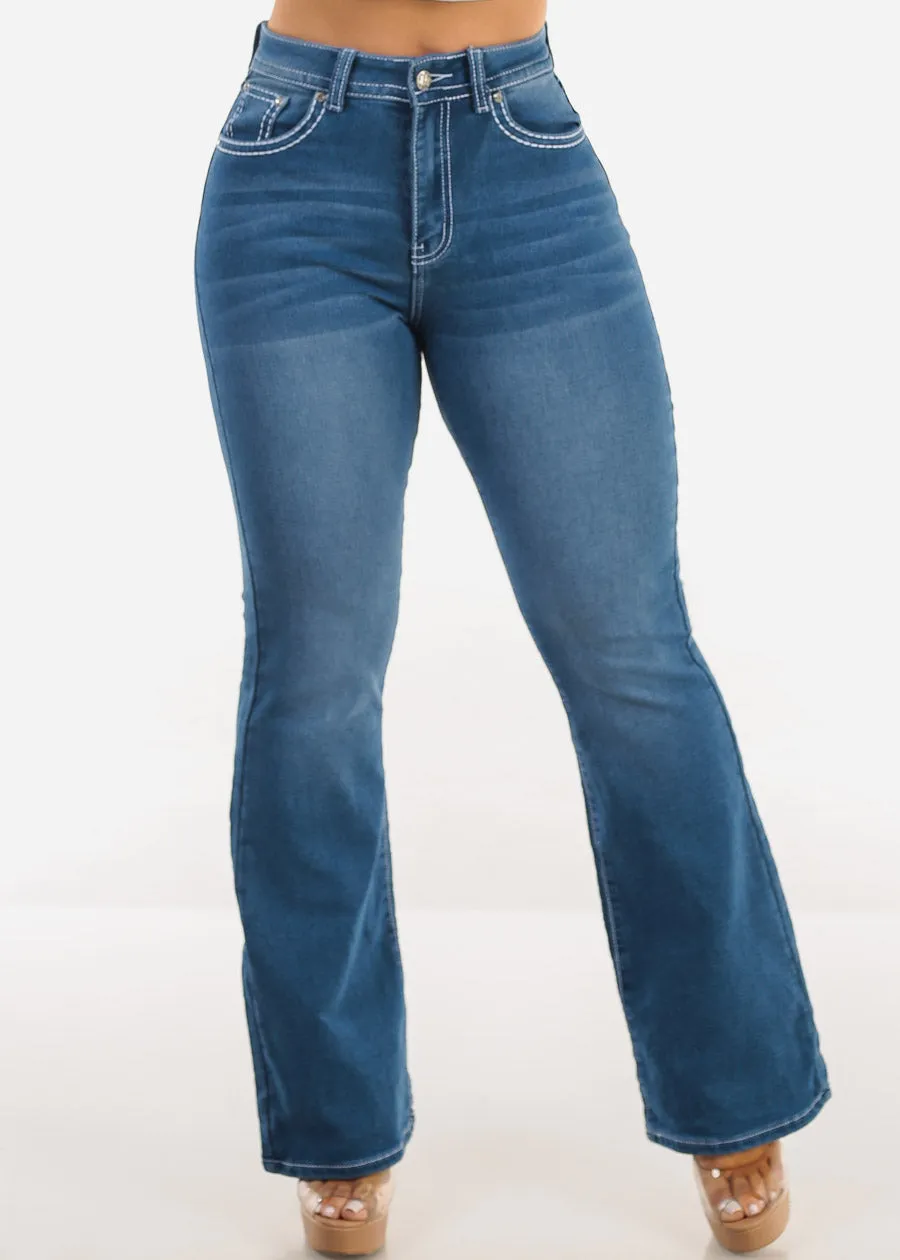 High Waisted Stretch Bootcut Jeans Indigo sold by Moda