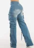 Super High Waist Med Wash Stretchy Cargo Jeans sold by Moda