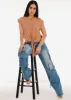 Super High Waist Med Wash Stretchy Cargo Jeans sold by Moda