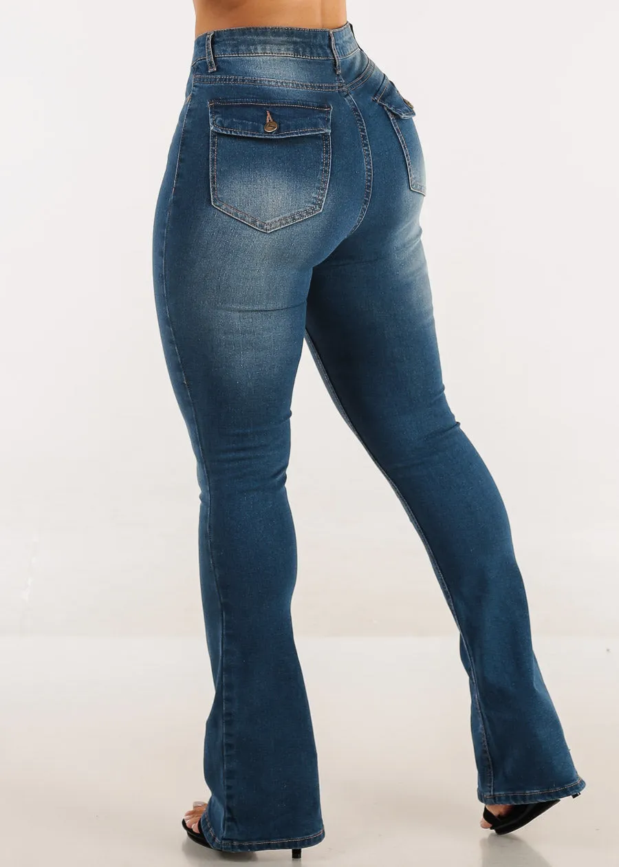Super High Waist Stretch Bootcut Jeans Med Blue sold by Moda product image thumbnail 4