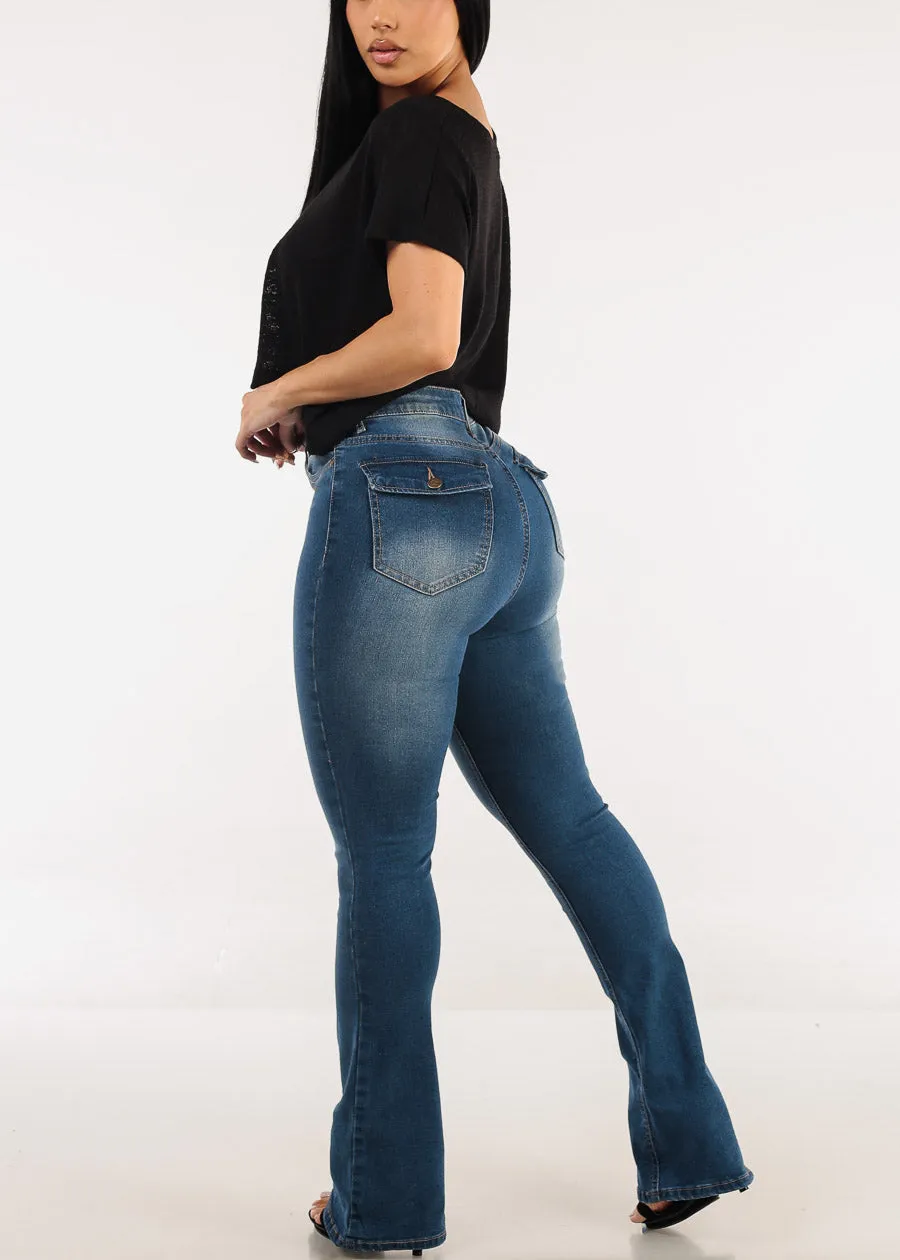 Super High Waist Stretch Bootcut Jeans Med Blue sold by Moda product image thumbnail 5