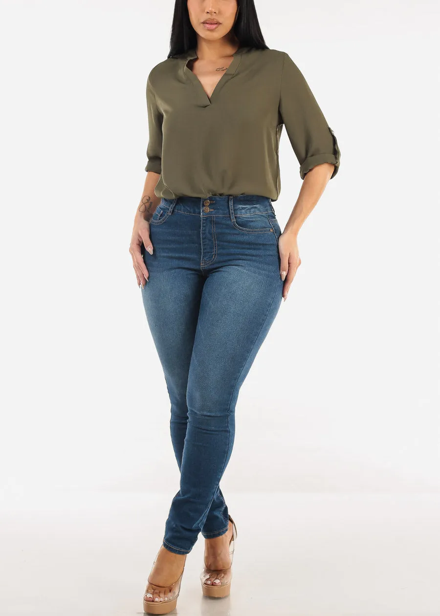 Super High Waist Stretch Skinny Jeans Med Blue sold by Moda product image thumbnail 2