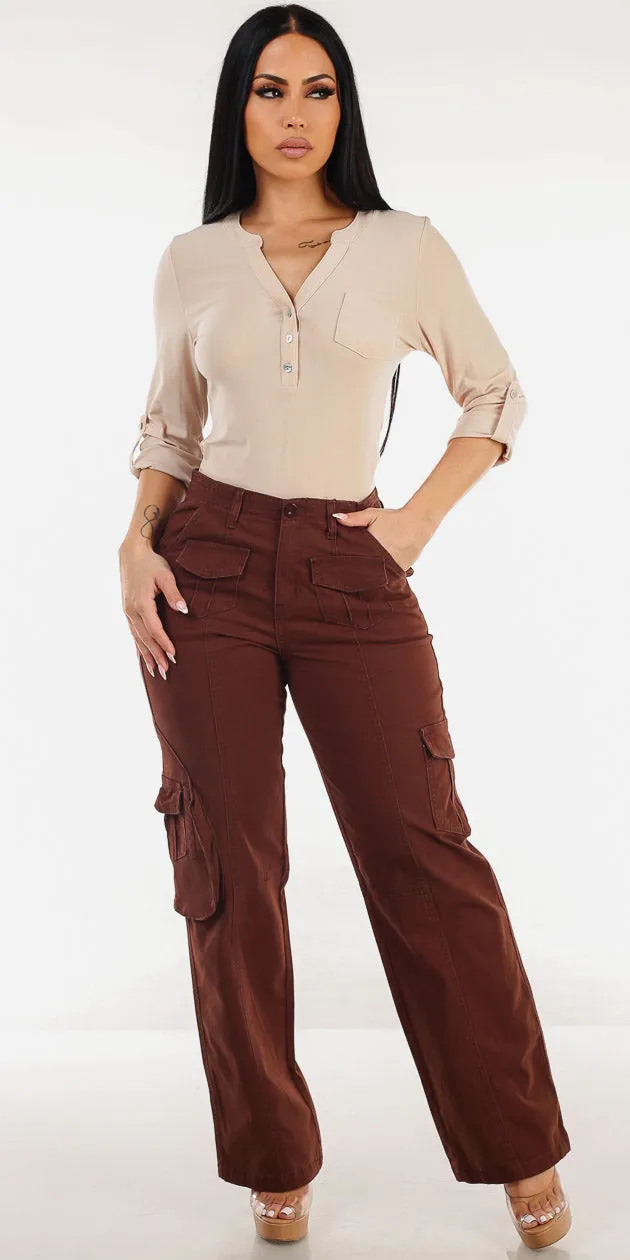 Beige Cargo Denim Outfit sold by Moda