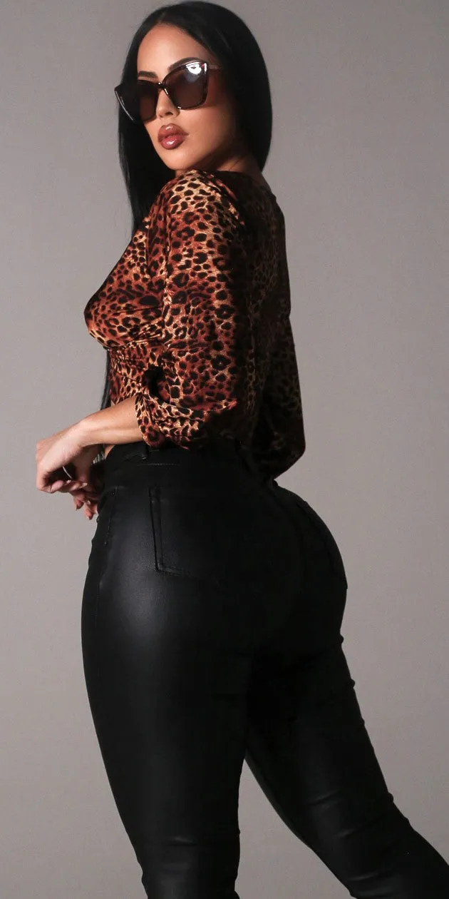 Leopard Pleather Pants Outfit sold by Moda product image thumbnail 2