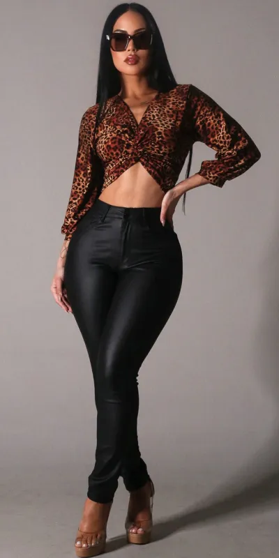 Leopard Pleather Pants Outfit sold by Moda